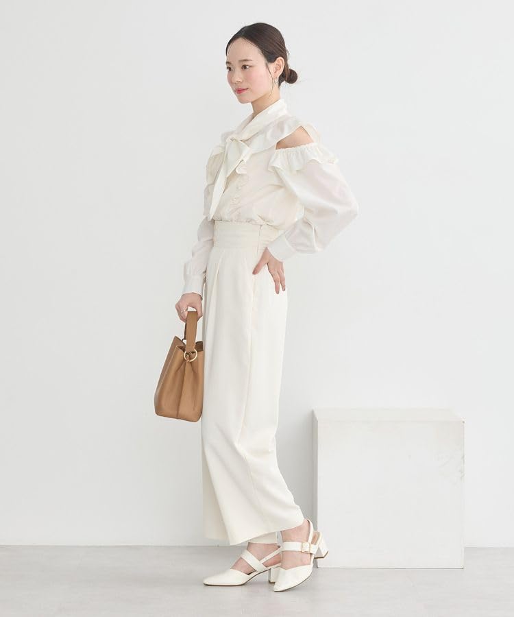 Music Casual Ribbon Ruffle Blouse for [Earth & Ecology] Women, Off-White
