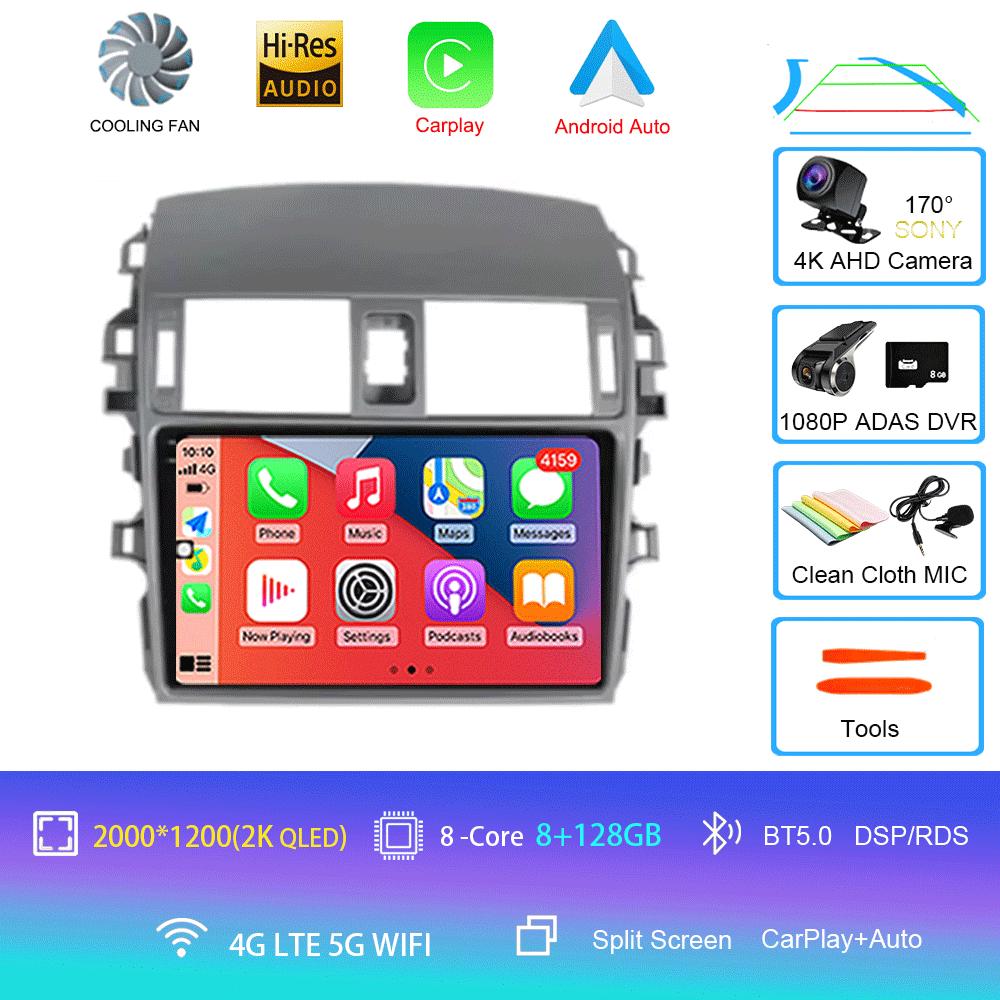 Android 14 Car Radio Carplay For Toyota Corolla 10 E140 E150 2006 - 2013 Navigation GPS Stereo Unit Android Auto No 2din 5G Wifi