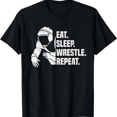 Wrestle Wrestler Eat Sleep Wrestle Repeat Wrestling T-Shirt