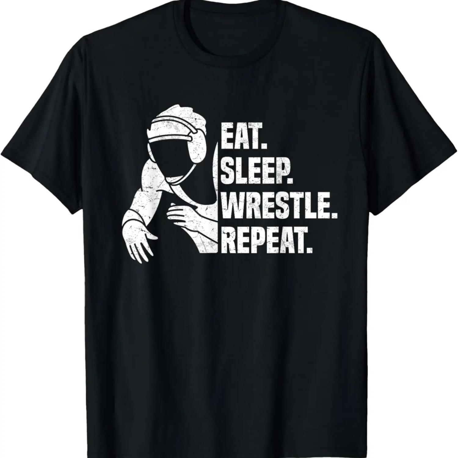 Борьба Борьба Борьба Ешь Спи Борьба Повтори Борьба Футболка S чёрный