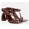 Leather Sandals, High-heeled Shoes with Buckles, Square-toed Sandals