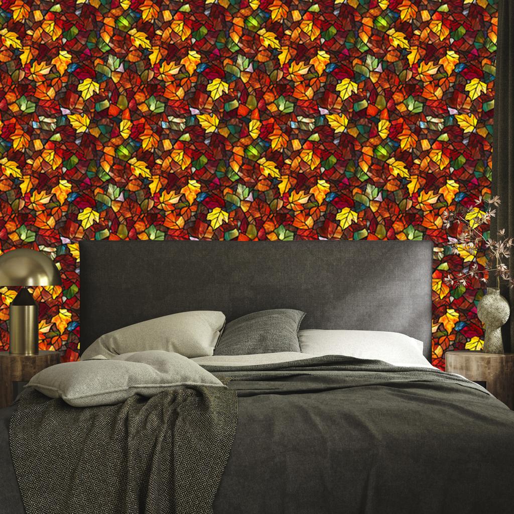 Burgundy and rust stained glass wallpaper for living room and bedroom 50x1000