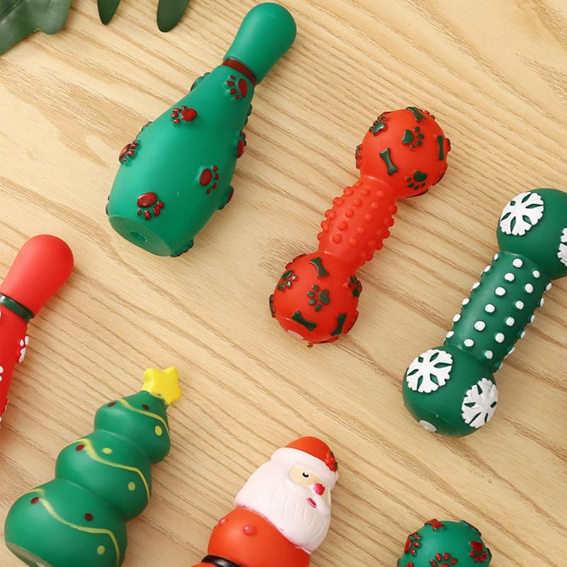 Dog Chew Toys Christmas Pet Dog Squeaky Toy Bite Resistant Puppy Toy Teeth Cleaning Interactive Dog Toys Christmas Gifts For pet