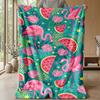 Flamingo Watermelon Paradise Theme blanket Lightweight Warm Flannel Blanket Decorative Throw Blanket for Home Decoration