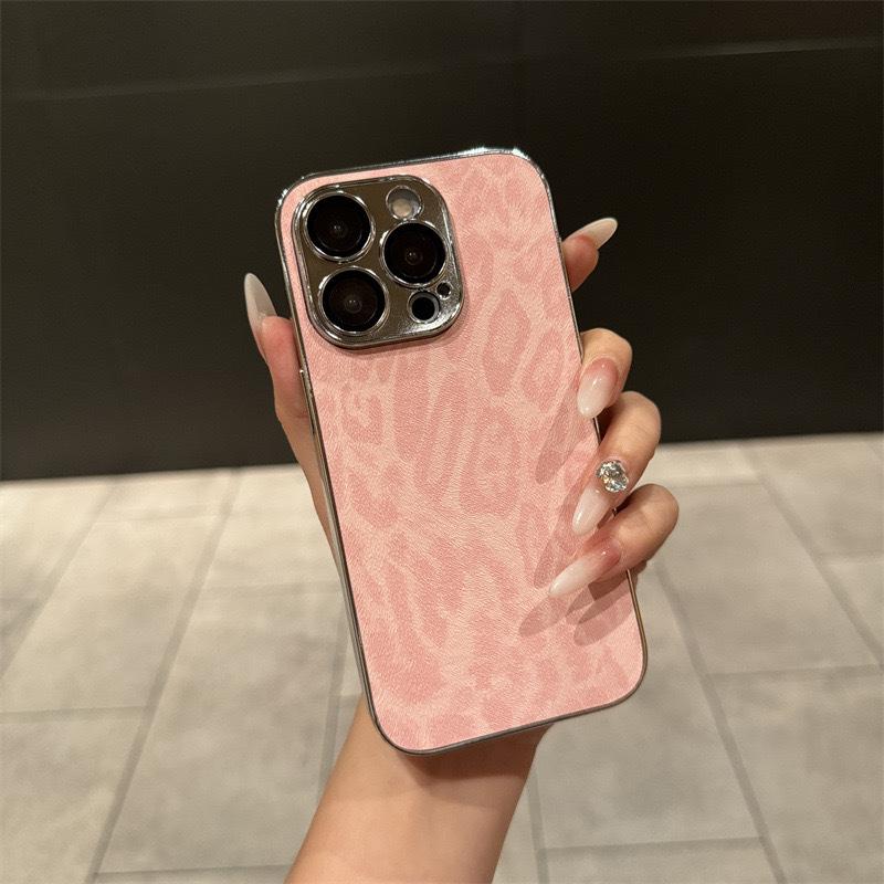 iPhone 16 Pro Leopardenmuster Lederhülle mit Vollabdeckung Linsenfolie für iPhone 13 Pro/15/14 Pro