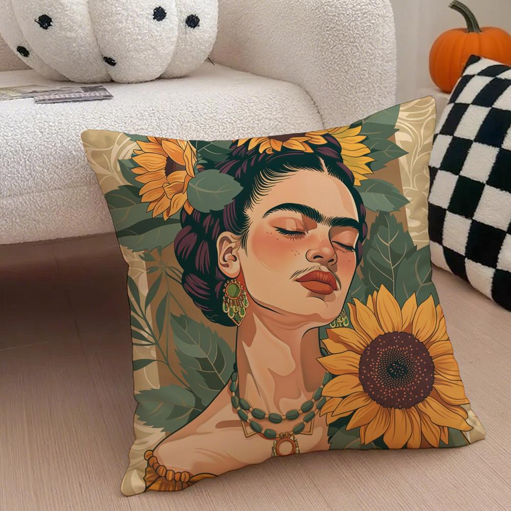 Artist Iconic FFrida KKahlo Cushion Cover Throw Pillow Cover Hidden Button Durable Polyester Chair Cushion