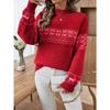 Women S Half High Neck Long Sleeve Knit Sweater Snowflake Jacquard Casual