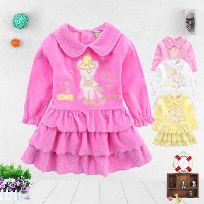 Kid Girls Tddler Enbroidery Long Sleeve Wedding Birthday Party Princess Dress Children Pleated Skirt  Casual Pattern Dresses