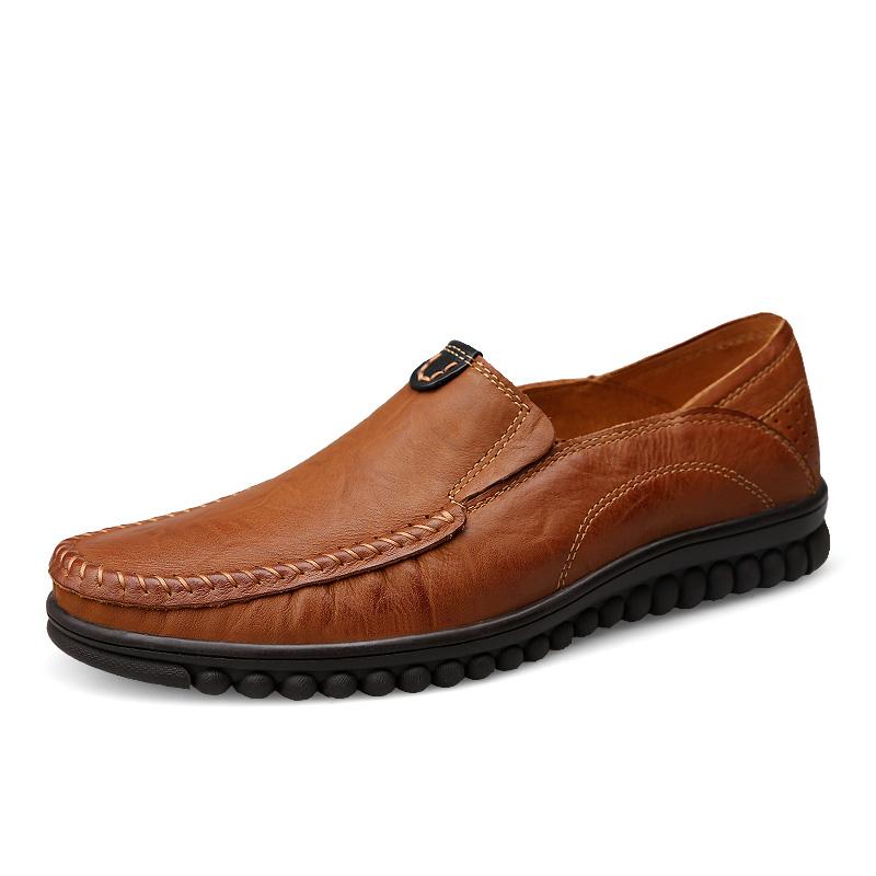 Genuine Leather Men's Casual Shoes 2024 New Round-Toe Luxury Loafers Men Brand Designer Driving Moccasin Men Soft Flats Retro
