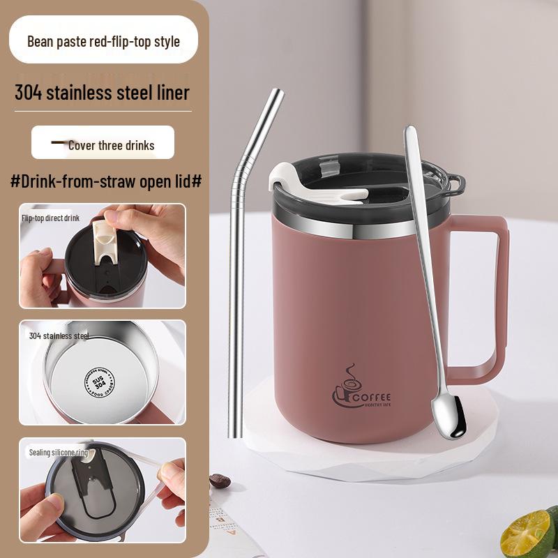 Drop-Proof 304 Stainless Steel Mug with Lid for Home, Office, or Dorm Use