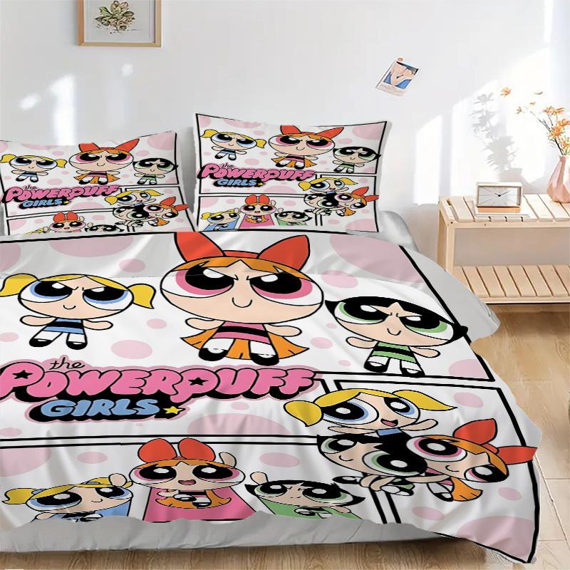 

3pcs Powerpuff Girls Duvet Cover Set - Machine Washable, Includes 1 Duvet Cover and 2 Pillowcases, No Core Included yy251022170 135x200cm