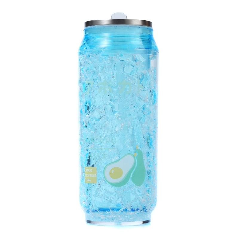 

Кружка Форма банки Вода Студенческая бутылка Лето На открытом воздухе Соломинка Двухслойная 500 мл синий