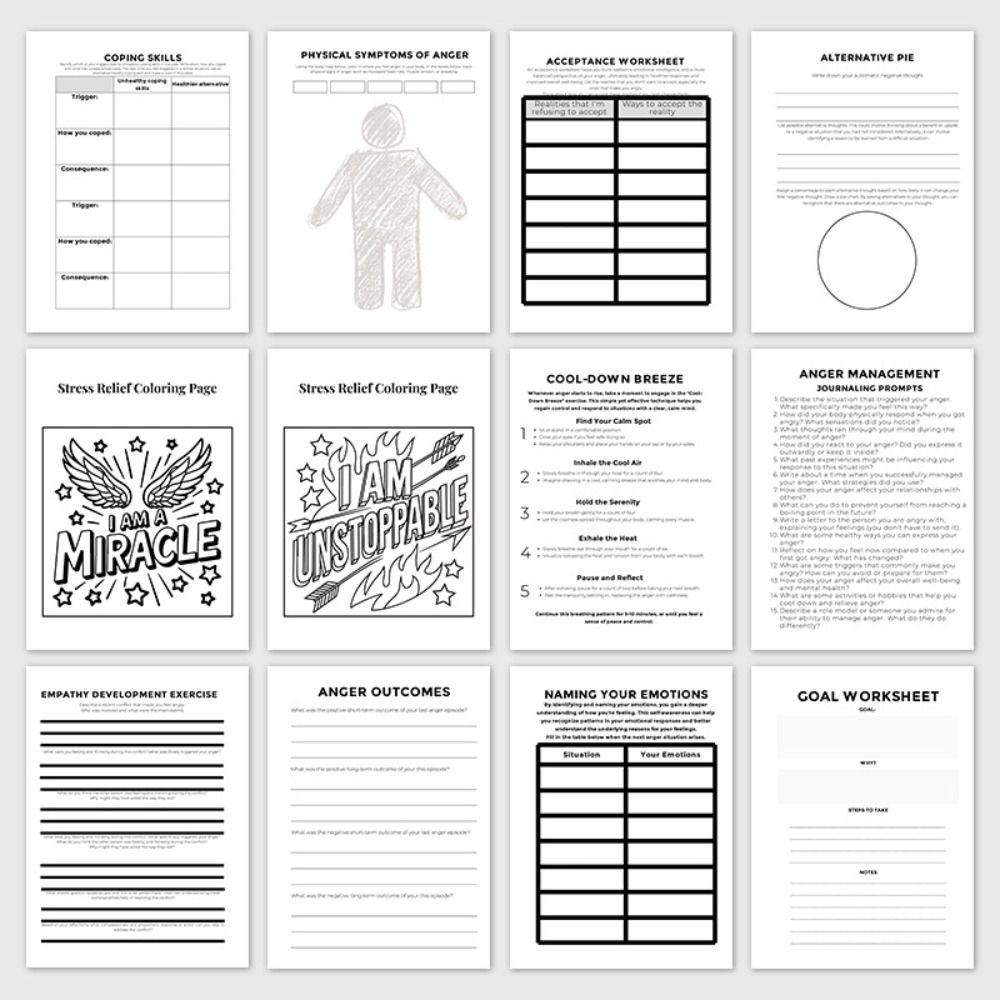 Control Your Emotion Anger Control Journal Planning Tool Daily Reflection Sheets Youth
