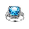 Fashion Quality  Sterling Silver Ring 2ct Wedding Engagement Brand Rings Light Blue Crystal  For Women Gift
