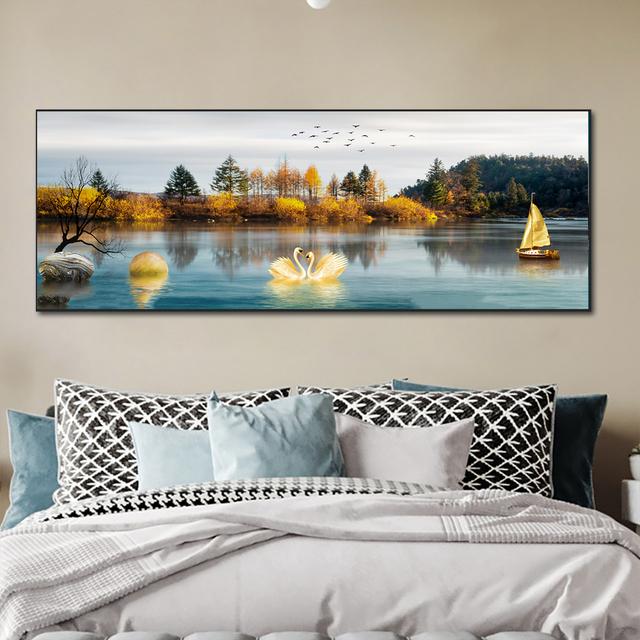 Modern Heart Swan Love Canvas Painting Nordic Animal Posters and Prints Wall Art Pictures Living Room Home Decor No Frame