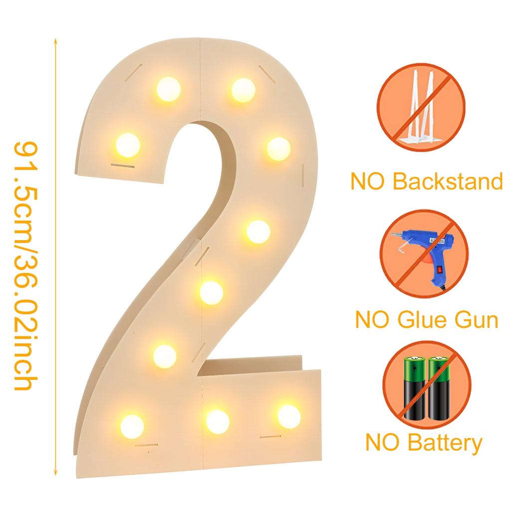 91,5CM Riesige LED-Zahlen-Lichtrahmen 1. Geburtstag Party Dekoration Kinder Hochzeit 30. 50. 60. Geburtstag Partyzubehör Babyparty