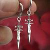Unisex Retro Punk Cross Sword Hoop Earrings