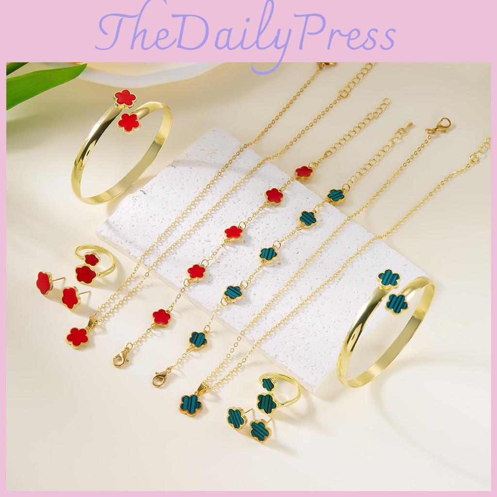 Floral Petals Jewelry Set For Women With Alloy And Plate Material Perfect For Gift Occasions