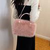 Japanese and Korean Trend Versatile Fluffy Plush Solid Color Women's Armpit Bag 23 Winter New Simple Shoulder Messenger Bag