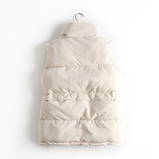 Women Winter Coat with Pockets Press Button Closure Padded Stand Collar Sleeveless Solid Color Outdoor Leisure Sports Down Waistcoat