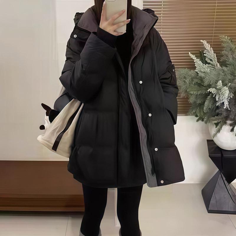 Doudoune à capuche grande taille pour femme - Style Automne 2026, Épaisse avec 90% de duvet de canard, Coupe ample