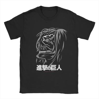 Eren Jeager Yeager Anime AOT T-Shirts für Herren Vintage Reines Baumwoll-T-Shirt Rundhals Kurzarm T-Shirts Große Größen Oberteile