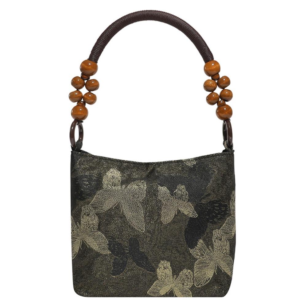 

Bead Chinese Style Handbag Butterfly Retro Underarm Bag Elegant Embroidery Shoulder Bag Outdoor Style F