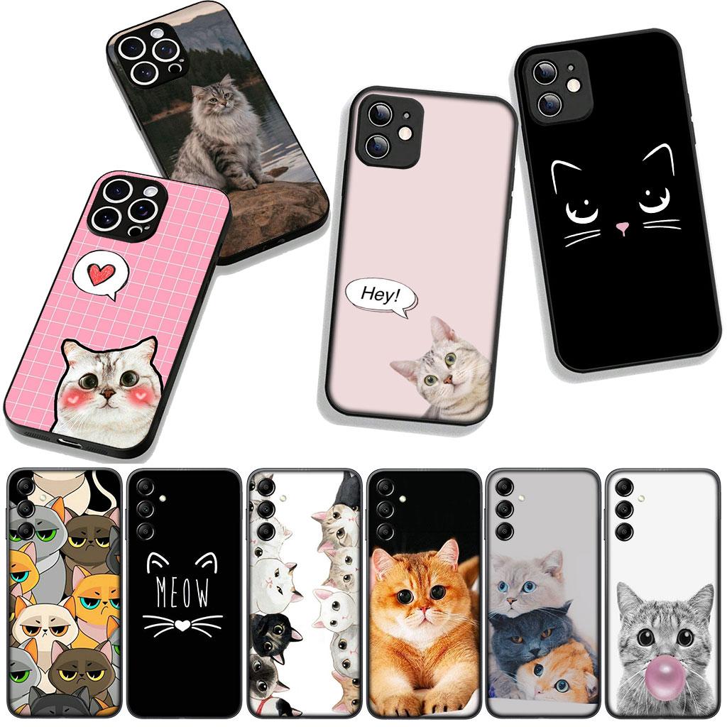 Cover for Samsung Galaxy A25 A37 A57 A12 A14 A31 A41 A50 A51 A70 A71 A72 A21S A04 M15 Note 20 9 8 10 Phone Case Cat Meow Cute