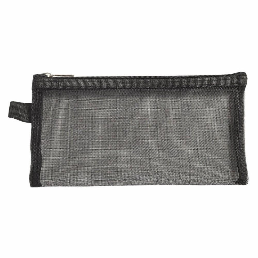 Nylon Mesh Pen Bag Transparent Stationery Pouch Storage Pouch Wash Sundries Organize чёрный
