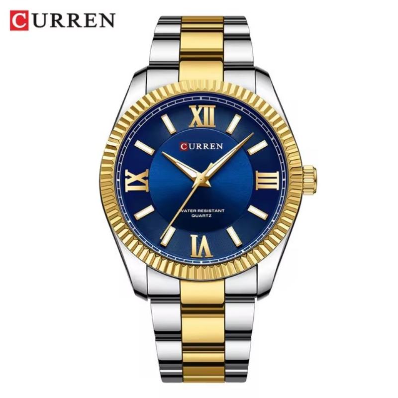 Men's Quartz Watches Fashion Elegant Simple Gold Silvery White Clock Stainless Steel Strap Wristwatch