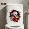 Removable Winter Themed Wall Art Christmas Toilet Decals, 3D Snowman Cover Sticker, Waterproof Funny Bathroom Seat Decor Sticker for Holiday Home Lid