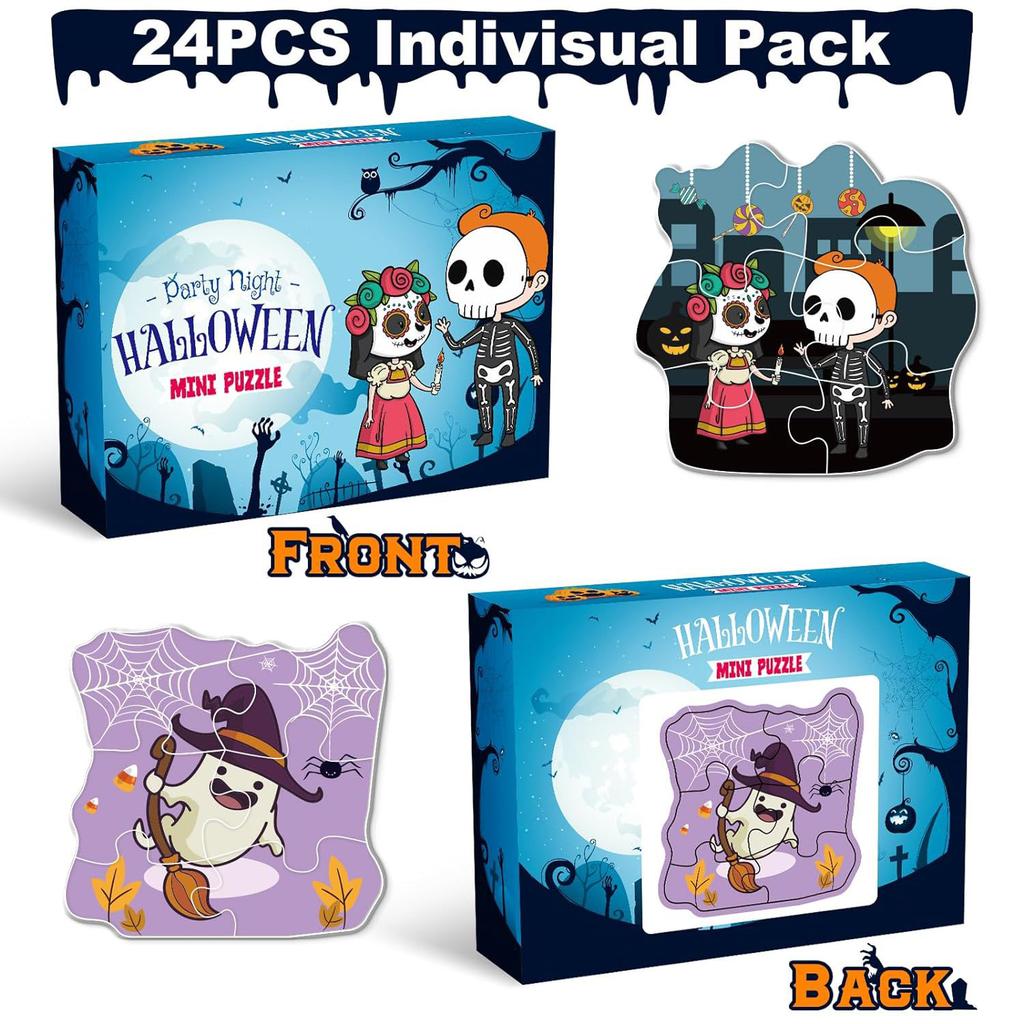 24Pcs Halloween Puzzle, Theme Party Ghost Pumpkin Witch Paper Diy Puzzle, Puzzle Puzzle