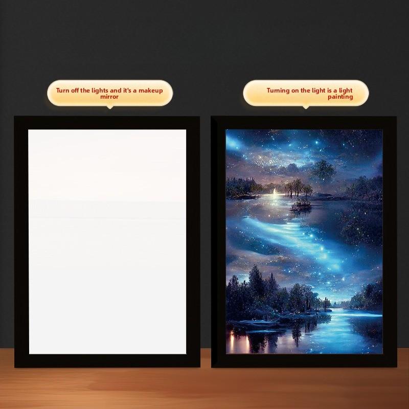 22cm/8.66in 3D Light Painting Starry Sky Acrylic Mirror LED Creativity Led Night Collectible Bedroom Decoration Desktop Display
