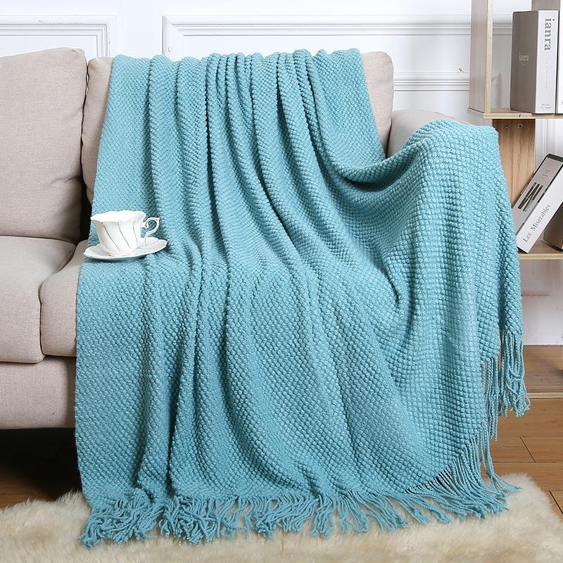 Bohemian Knitted Throw Blanket for Bed, Sofa, or Office Nap