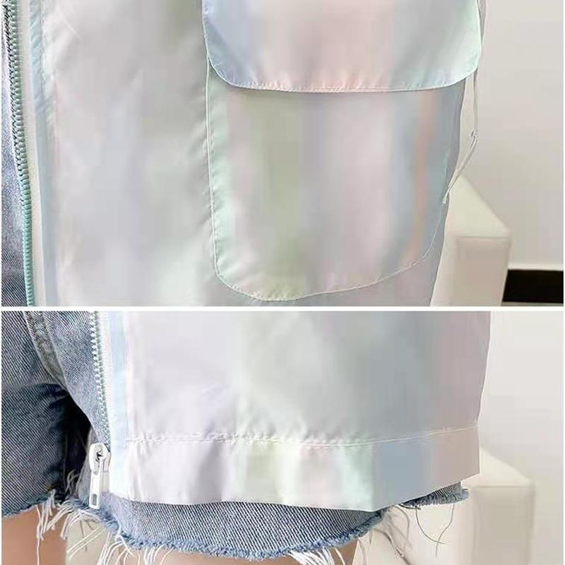 Eisseide Farbverlauf Japanische Sonnenschutzkleidung Damen Sommer Dünnes Sonnenschutzhemd mit Kapuze All-Match Loose Student Fresh Coat