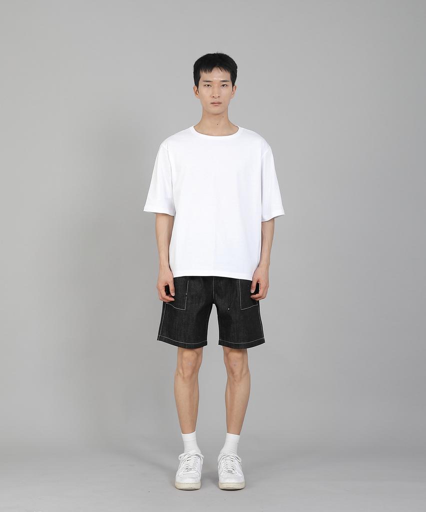 Seinteukeulu Plain R-Neck Half-Sleeve T-Shirt Rhr-896 White