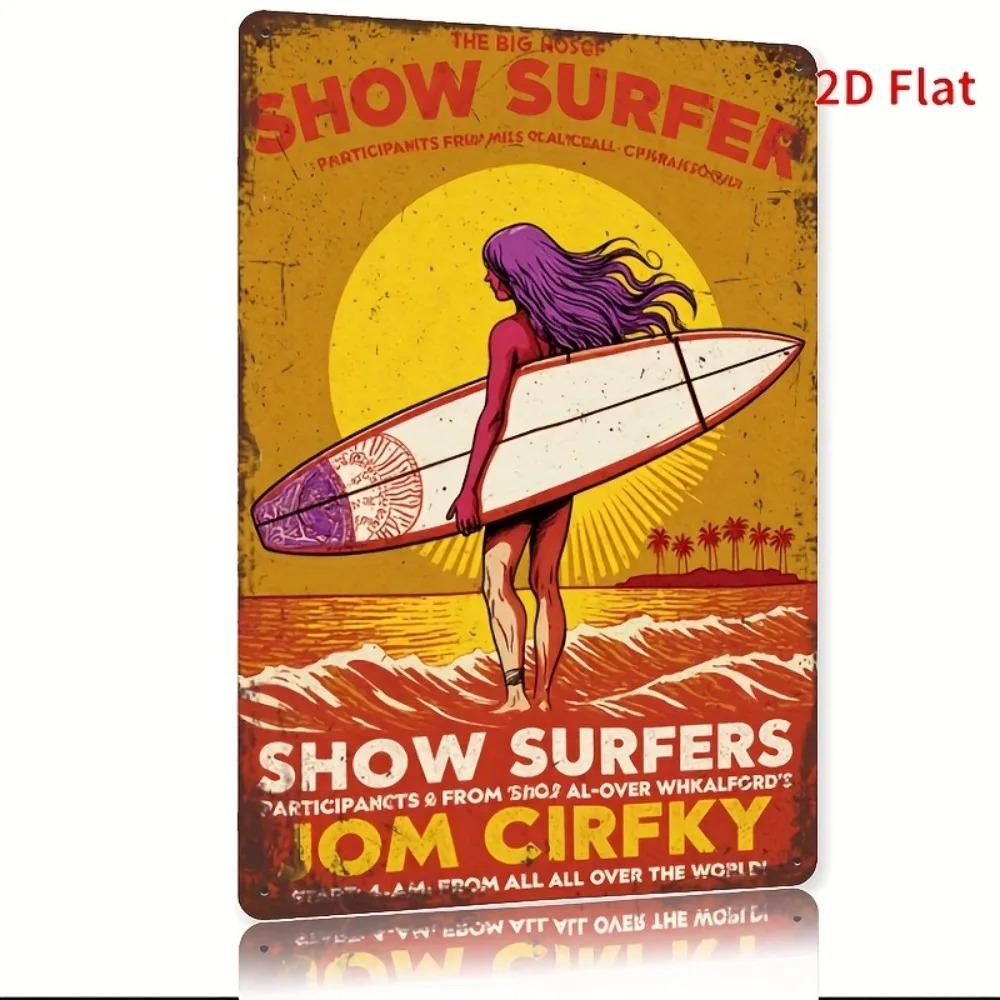 Vintage Surfing Metal Tin Sign Retro Wall Decor for Bar Cafe Beach Home