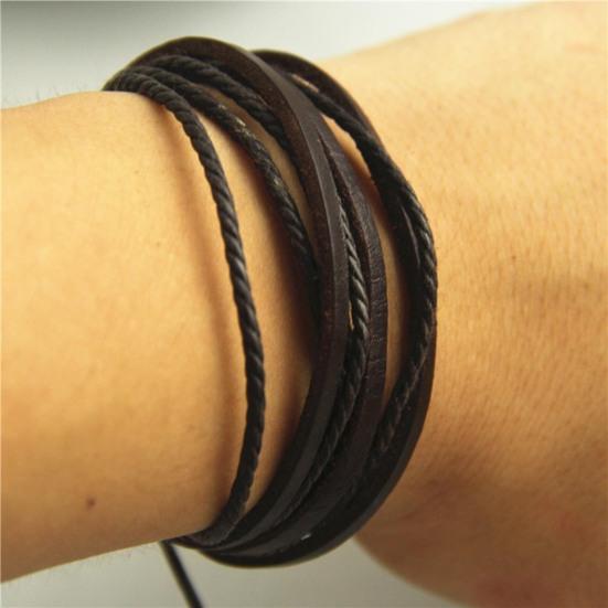 Men Bracelet Vintage Multi Layers Faux Leather All Match Male Bracelet for Gift