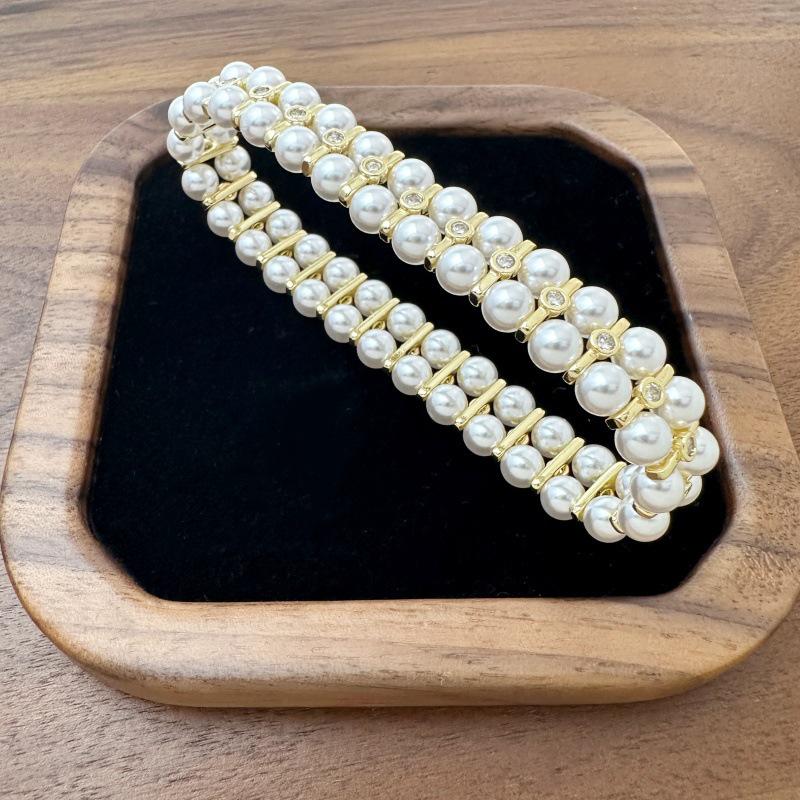 Elegant Double-Layer Imitation Pearl Bracelet - Stylish, Versatile Jewelry for Women
