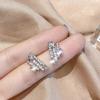 2025 Korean Simple Stud Earrings - Silver Needle Rhinestone Versatile Design for Women