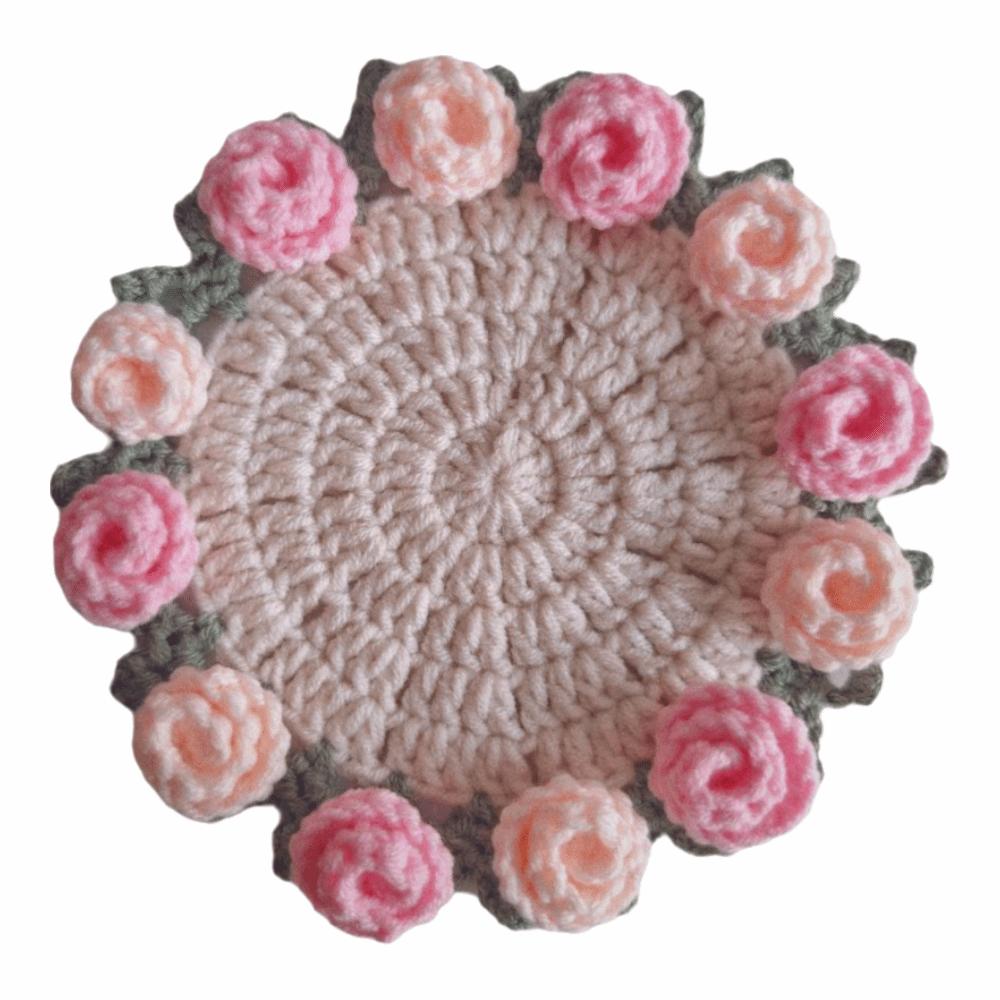 Handwoven Flower Bouquet Coasters Washable Coffee Table Cupmat Crochet Coasters Office Decor