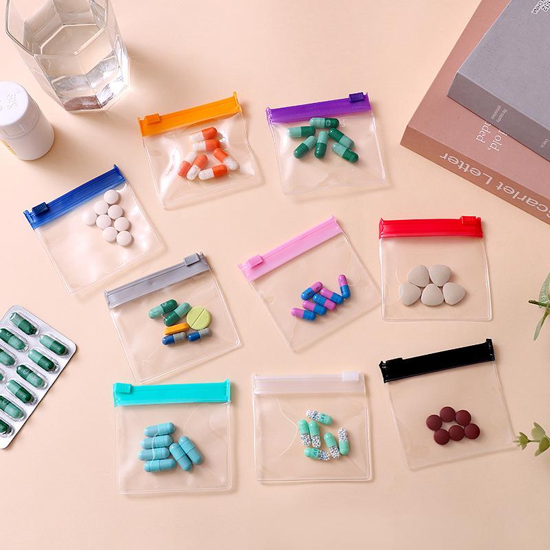 10Pcs Reusable Zipper Pill Bags Medicine Storage Bags Translucent Self-Sealing Travel Bags Medicine Dispensing Storage Bags