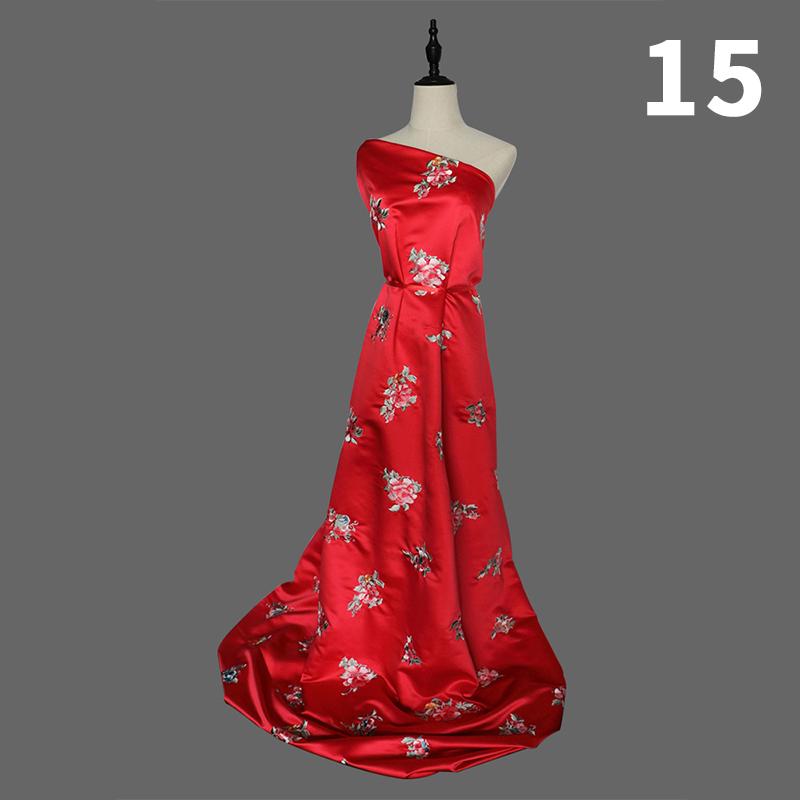 Chinese Style Peony Flower Butterfly Embroidered Fabric High-grade Soft Satin Fabric For Diy Sewing Dress Cheongsam Hanfu Cloth