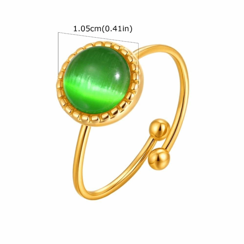 

Регулируемое круглое открытое кольцо Ретро женские опаловые кольца Подарки Женские украшения с круглым камнем 1