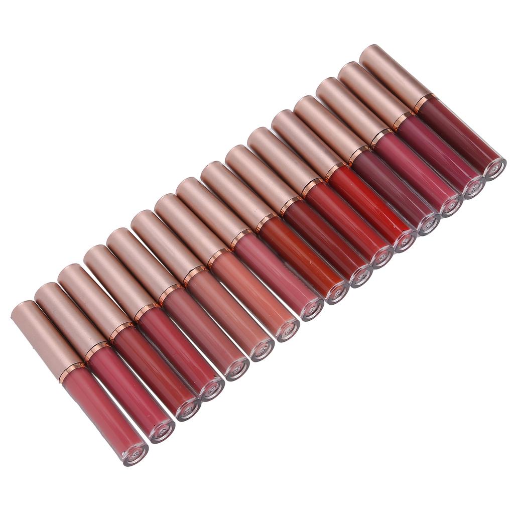 16pcs Matte Rich Color Lip Gloss Set Women Long Lasting Liquid Lipstick Cosmetic Tool