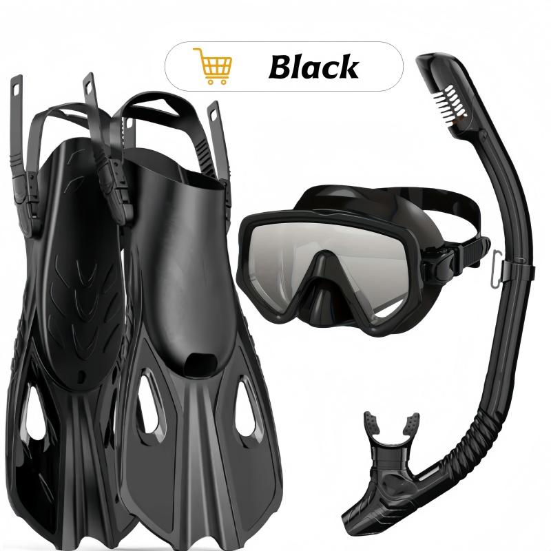 XIAOTREE Mask Fin Snorkel Set Snorkel Gear for Adult Panoramic View Snorkel Mask Adjustable Dive Flipper Dry Top Snorkel L/XL