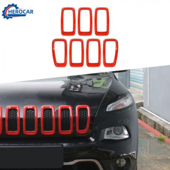 Car Front Grille erts Mesh Grill Cover Accessories for Jeep Cherokee 14+ Red