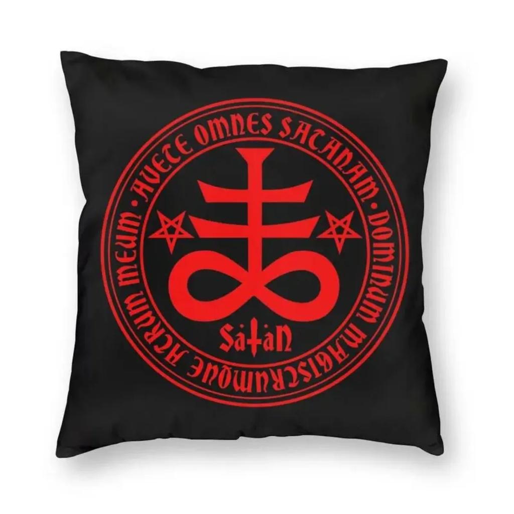 Devil Baphomet Damask Hail Satan Cushion Cover Satanic Leviathan Cross Throw Pillow Case for Sofa Pillowcase Home Decor  40x40cm