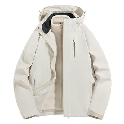 Gemütlich Dicke und Abnehmbare Nerz-Fleece Herren Wasserdichte Jacke Windjacke Wintermantel Fleece-Innenfutter für Regen Schnee Outdoor Wandern