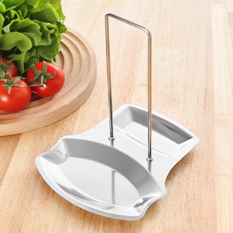 Stainless Steel Pan Pot Cover Stand Silver Color Soup Spoon Holder Drain Rack Stove Organizer Storage Kitchen Accessories